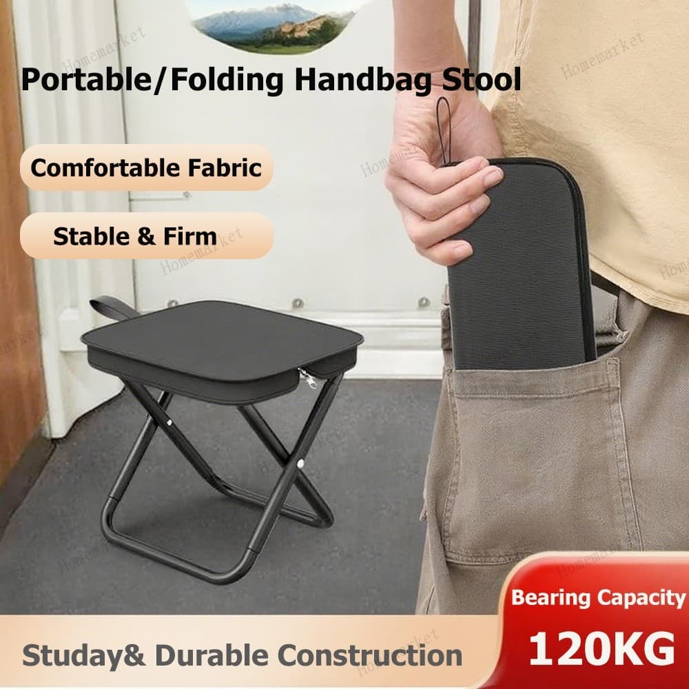 Portable Foldable Stool Handbag Chair Fishing Camping Garden Small Pocket Stool