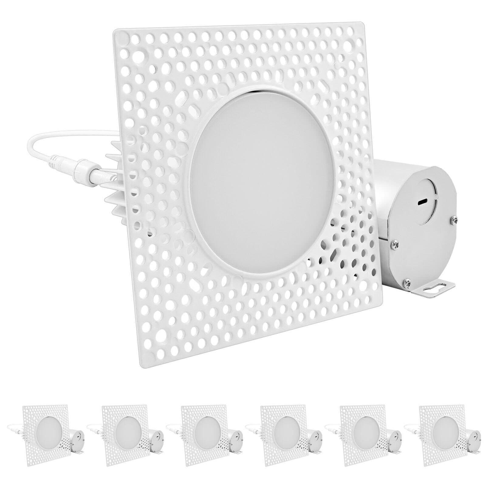 Luxrite 3 In. Trimless Recessed LED Light J-Box 15W 5CCT Spotlight 1100LM 6PK