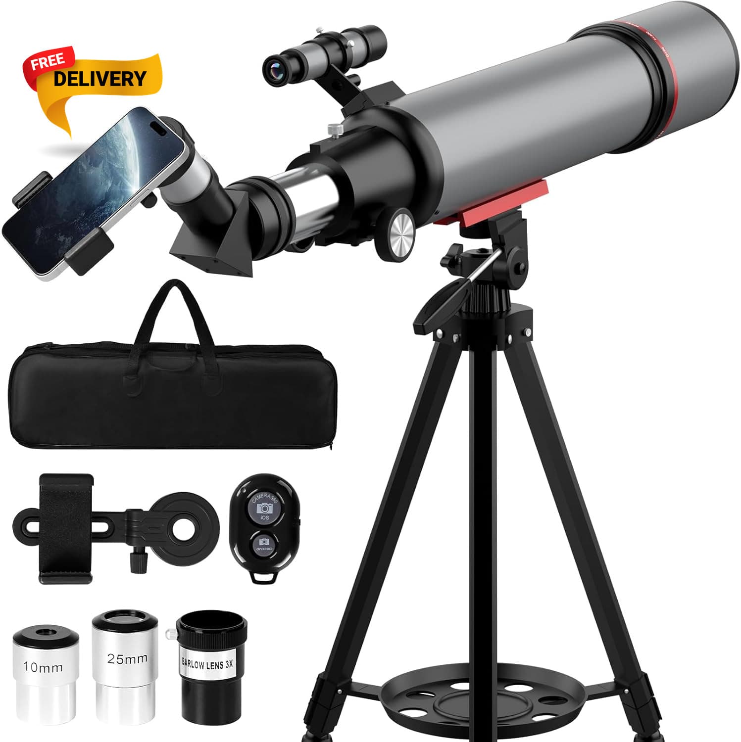 Telescope for Adults High Powered 90Mm Aperture 600Mm Refractor Telescope