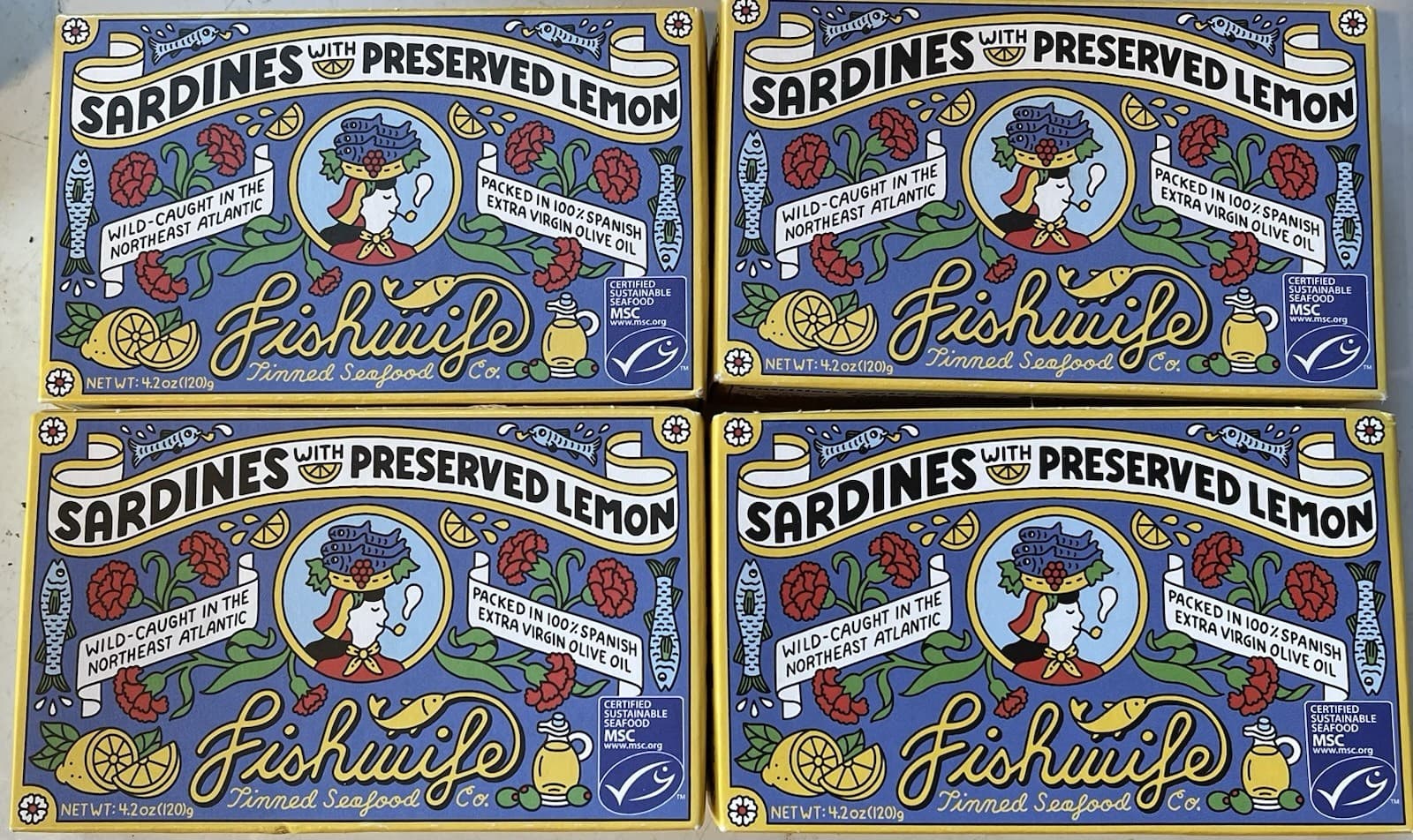 ⭐️🐟 FishWife 🐟⭐️ Sardines with Preserved Lemons 🍋 4 Pack Tinned Fish