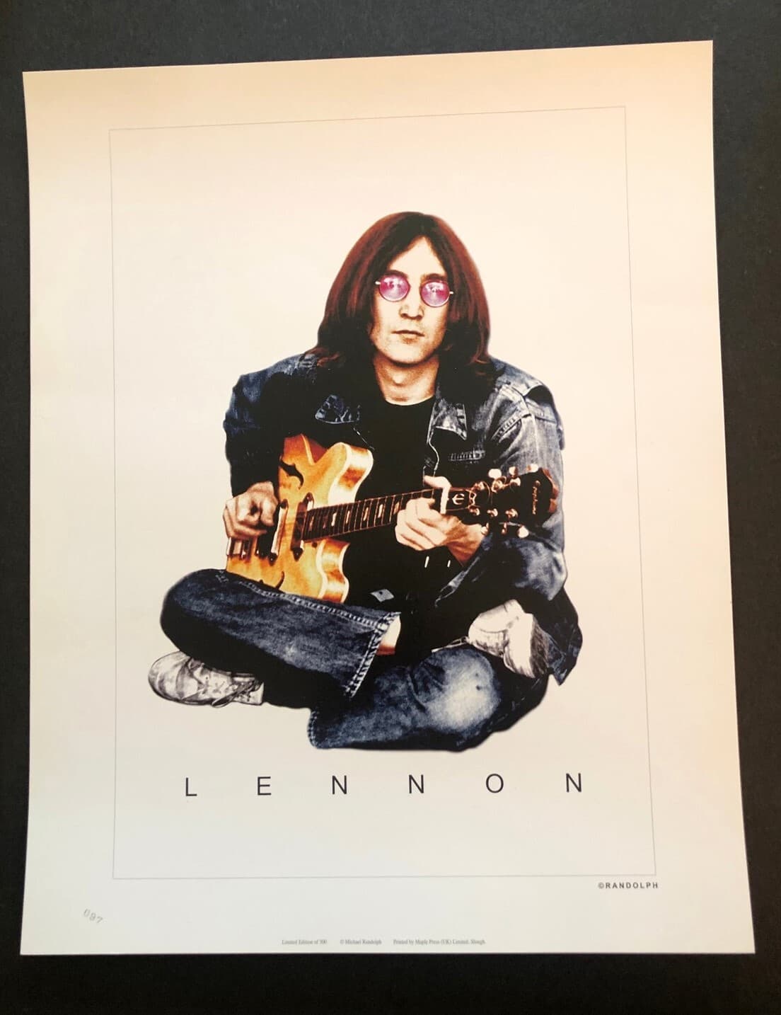 John Lennon The Beatles 1968 Guitar & Glasses Rare Limited Edition 14x18 Poster