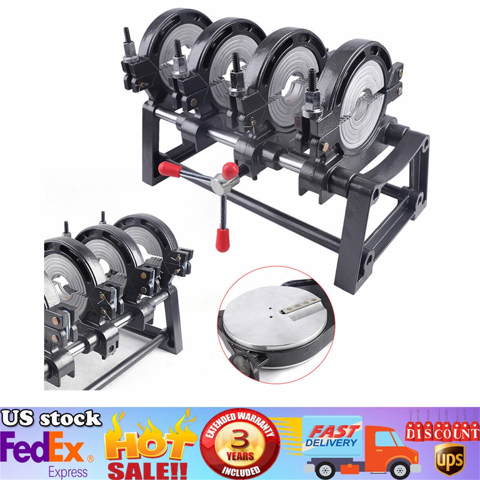 Manual Piping Pipe Fusion Welder 4 Clamps HDPE PP PE Butt Fusion Welding Machine