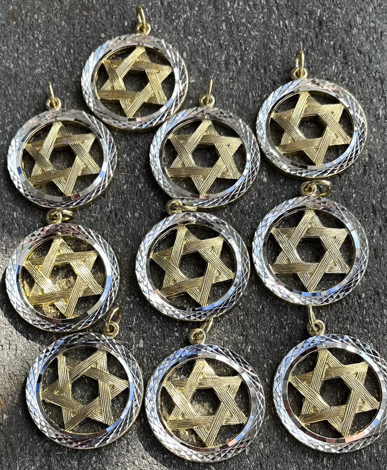 10 Vintage Jewish Star of David 1.25" Charms Pendants Crafts Jewelry Gold Silver