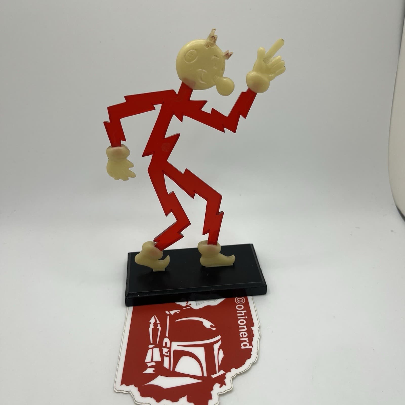 Vintage Reddy Kilowatt Translucent Plastic Figure + Stand 40s 50s Rare Display