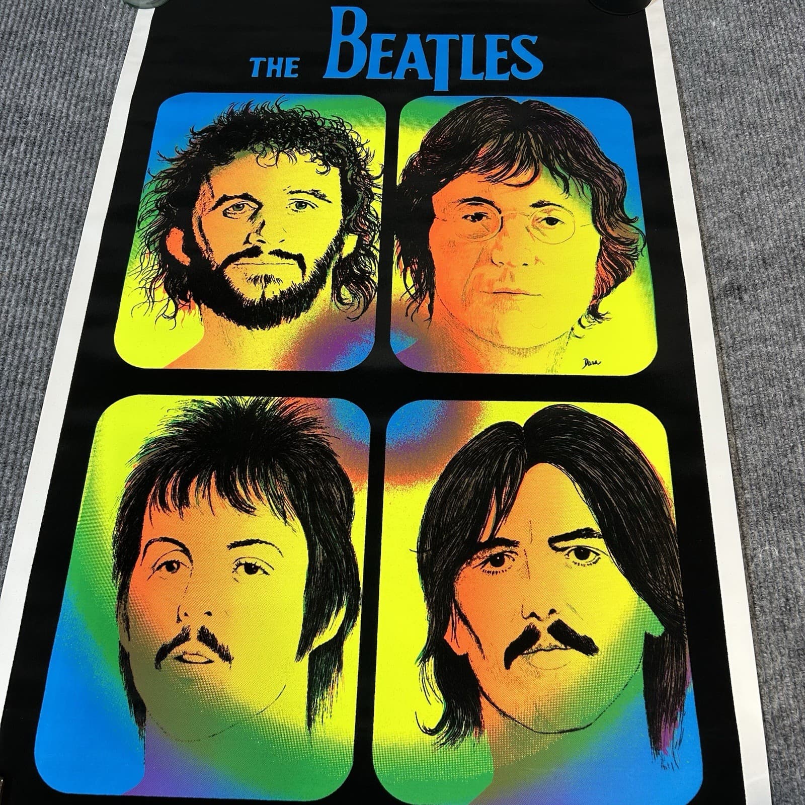 Vintage The Beatles Blacklight Poster 23” x 35" 1981 Mint Condition