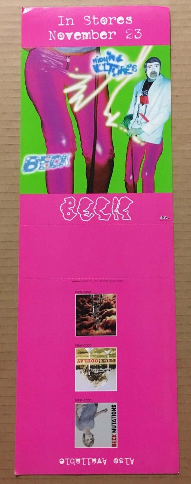 BECK Vintage 1999 PROMO CARDSTOCK PAPER COUNTER DISPLAY for Midnite CD w/ DATE