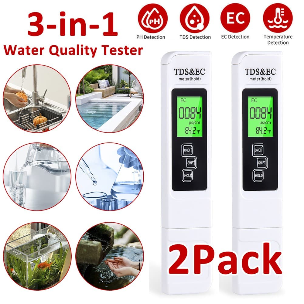 2pc TDS Meter Digital Tester Water Quality Testing Kits Drinking Water 0-9990ppm
