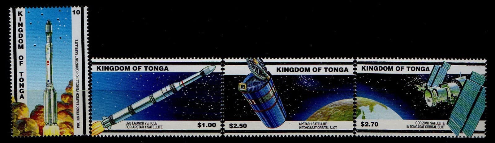 TONGA, SCOTT # 1034-1037, SET OF 4 MNH GEOSTATIONARY ORBITAL SLOT PROGRAM, SPACE