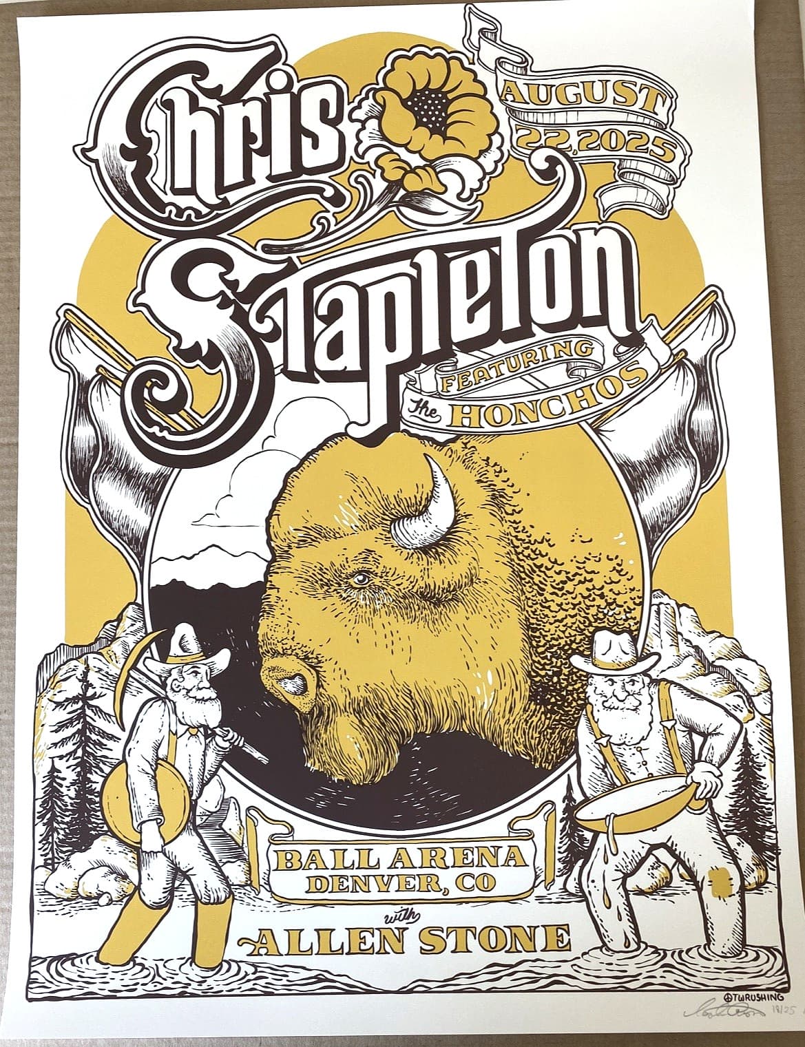 AUTHENTIC Chris Stapleton AP Poster Pepsi Denver CO August 22nd N1 2025 S/N #/25
