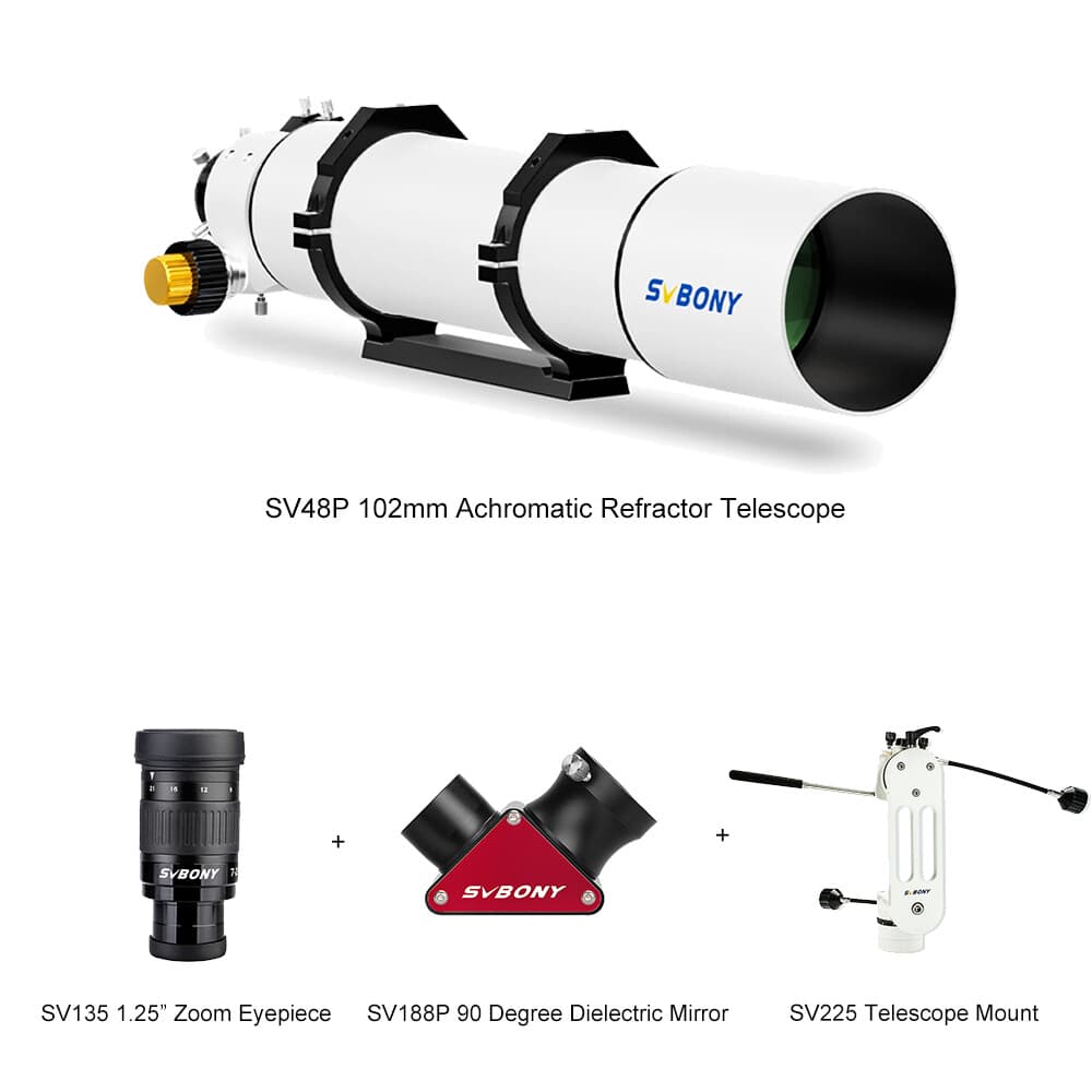 SVBONY SV48P 102mm Achromatic Refractor Telescope + SV225 A-Z Mount for Visual
