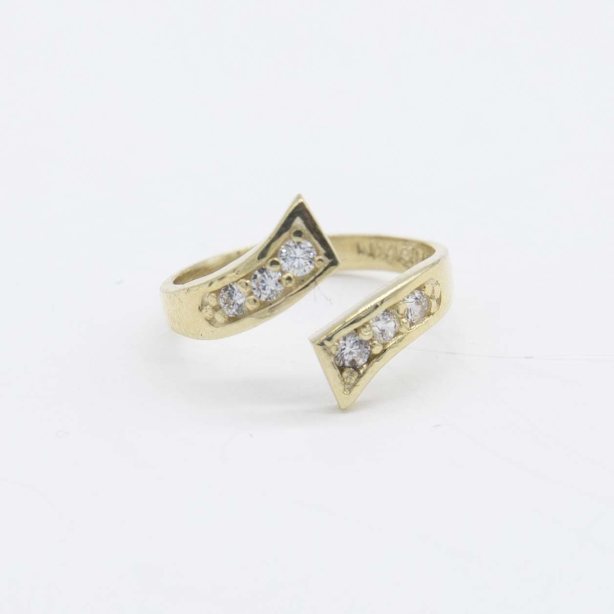 Sideways Toe Ring Solid Real 10K Yellow Gold
