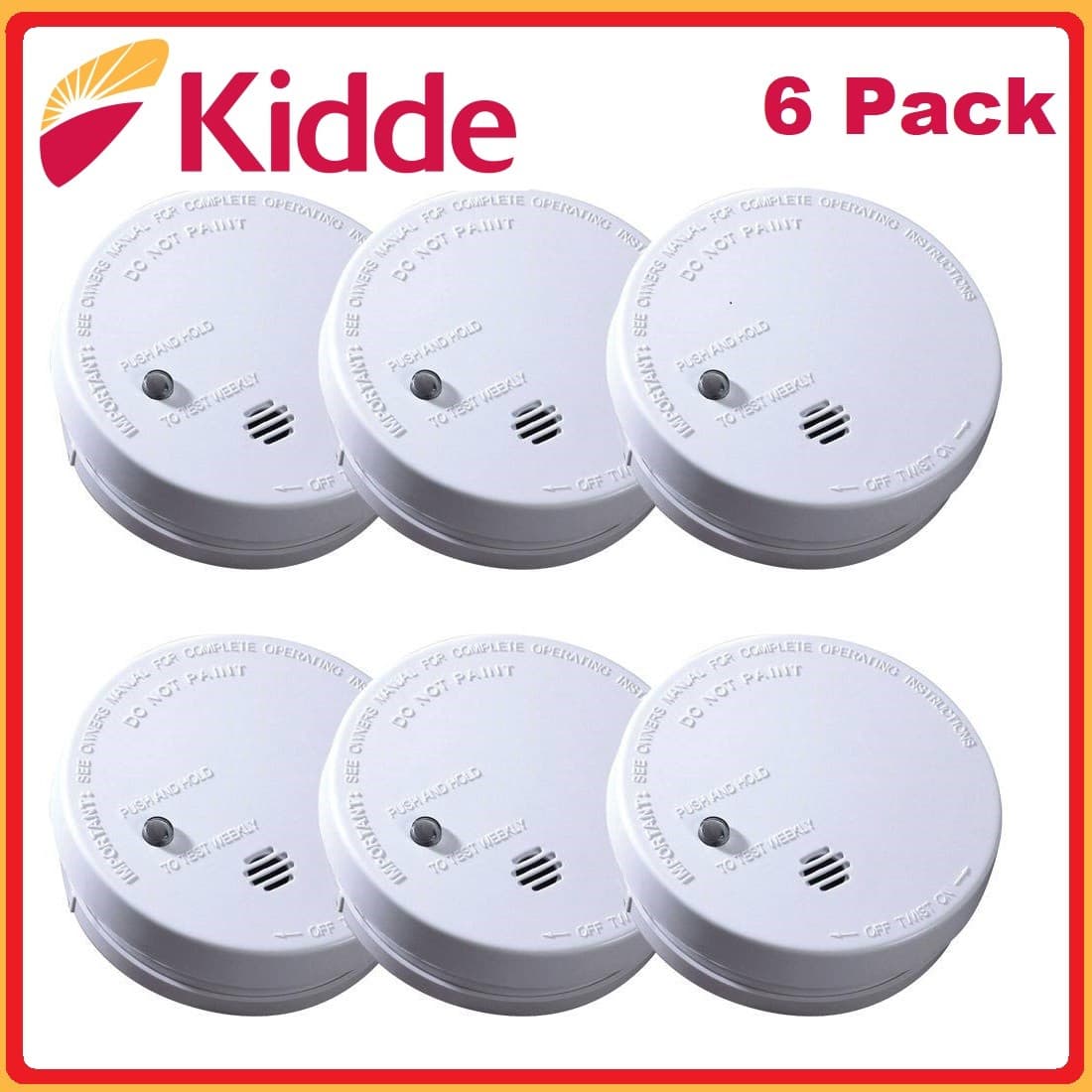 6 Pack Ionization Smoke Detector W/9V Battery Fire Alarm Home Safety Sensor