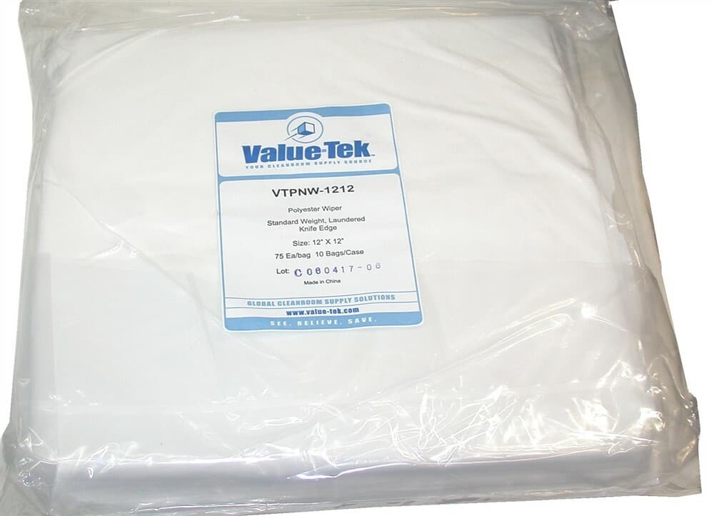 Lot of 75 New Value-Tek Standard Weight Polyester Cleanroom Wipers VTPNW-1212