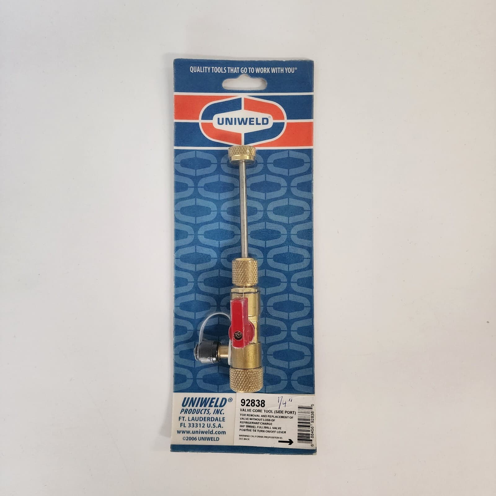 Uniweld 92838 Valve Core Removal Tool with 1/4" Side Port Fitting