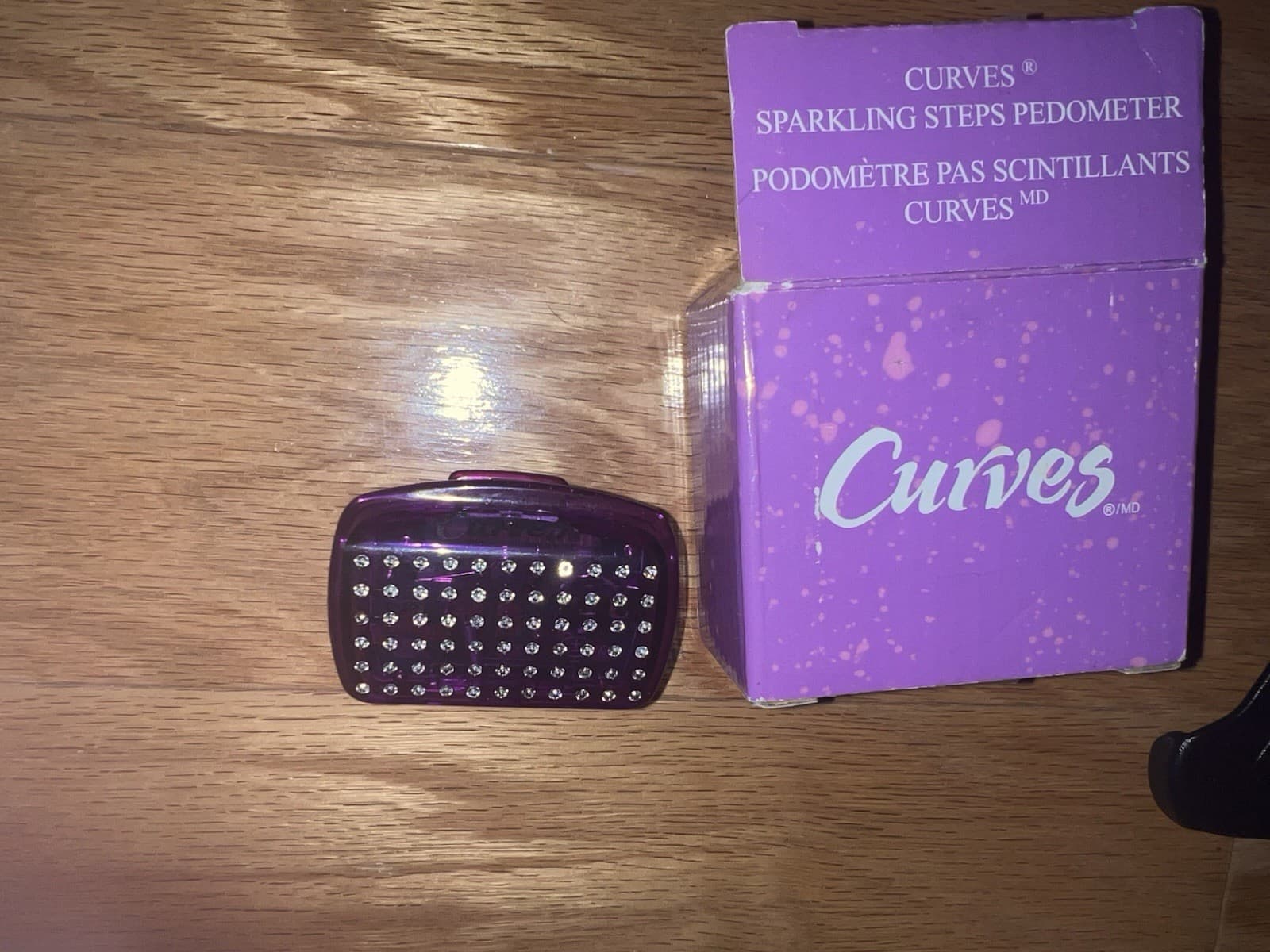 Curves Sparkling Steps, Pedometer steps, distance, calories, clock, bling purple