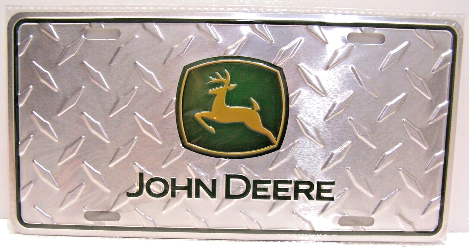 John Deere Metal Diamond Plate License Plate # 2564 New Sealed
