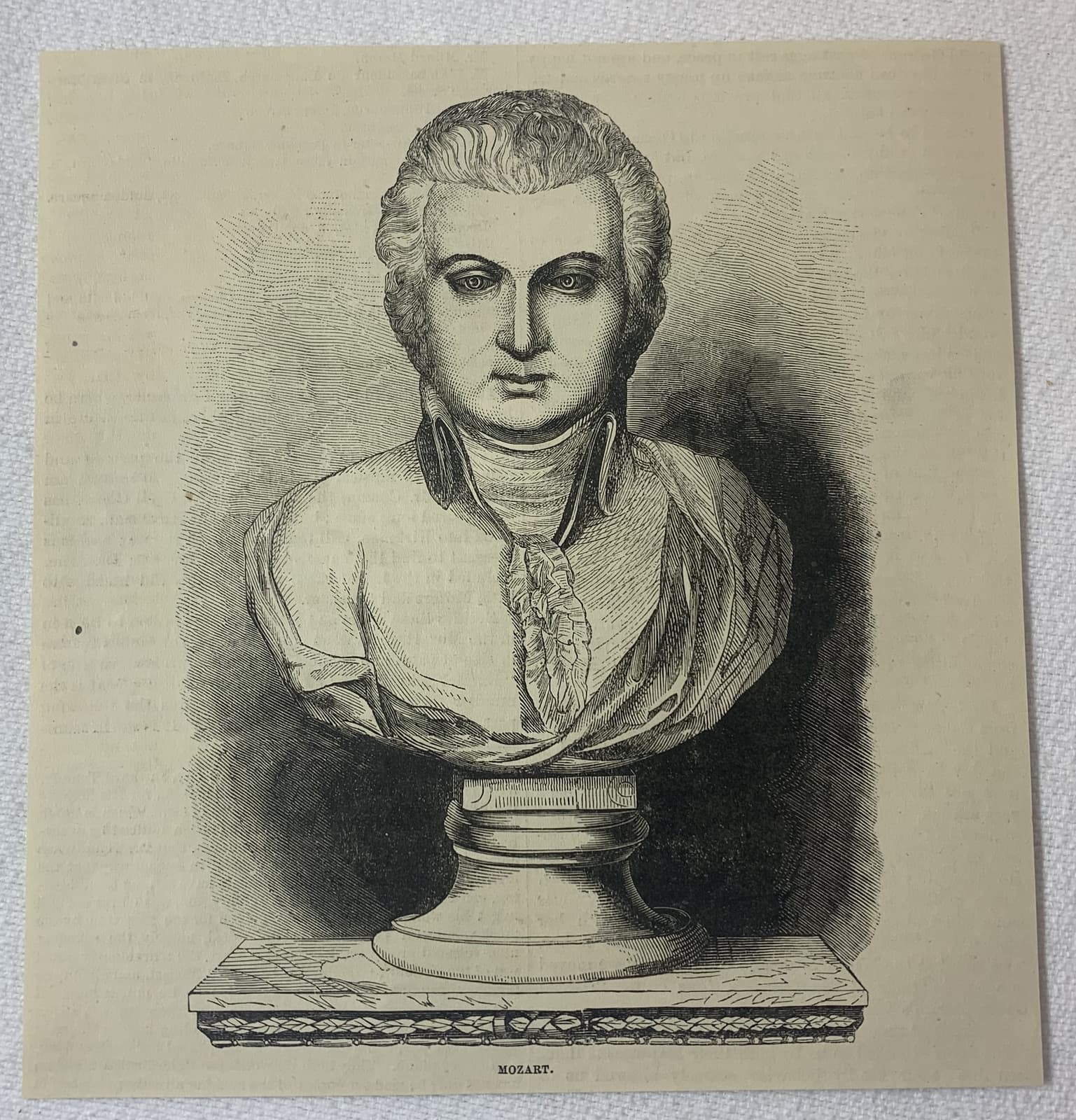 1880 magazine engraving~ BUST OF MOZART