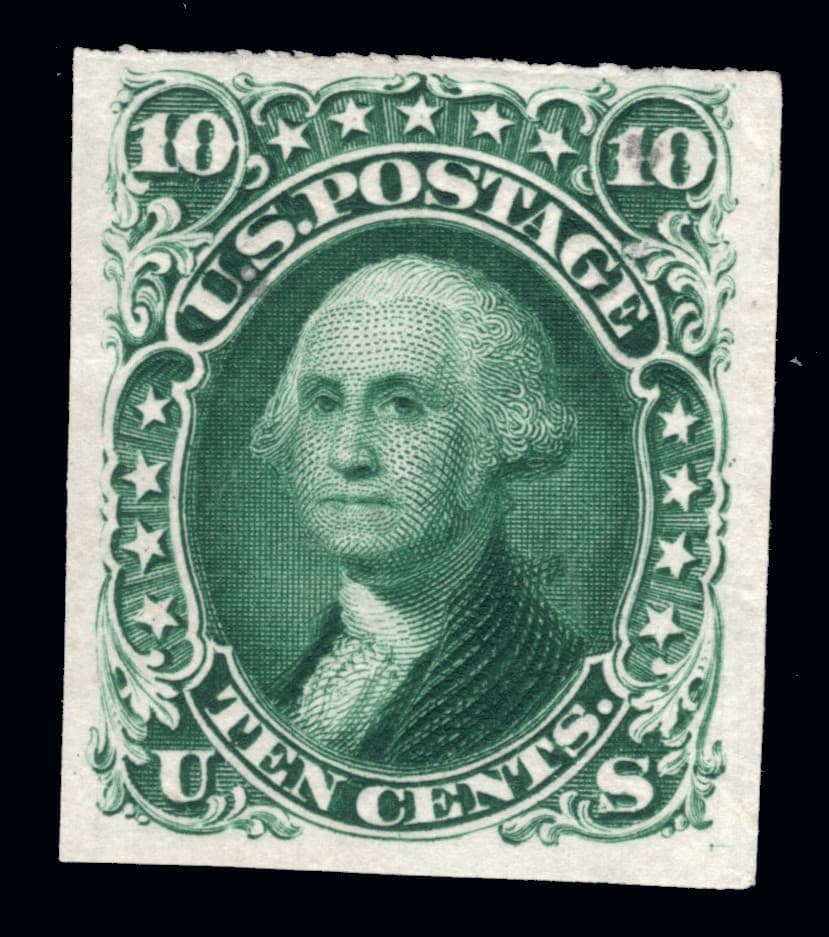 MOMEN: US STAMPS #62BTC3a (58P3) 1861 AUGUST ISSUE PROOF ON INDIA VF LOT #91485*