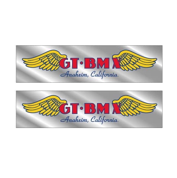 GT BMX Anaheim down tube or fork decals - chrome