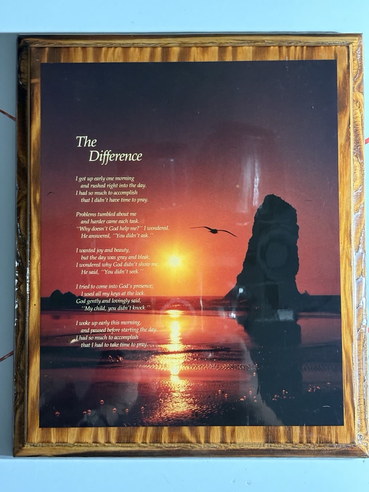 VTG Religious Glossy Shellac Wood Wall Plaque “The Difference”