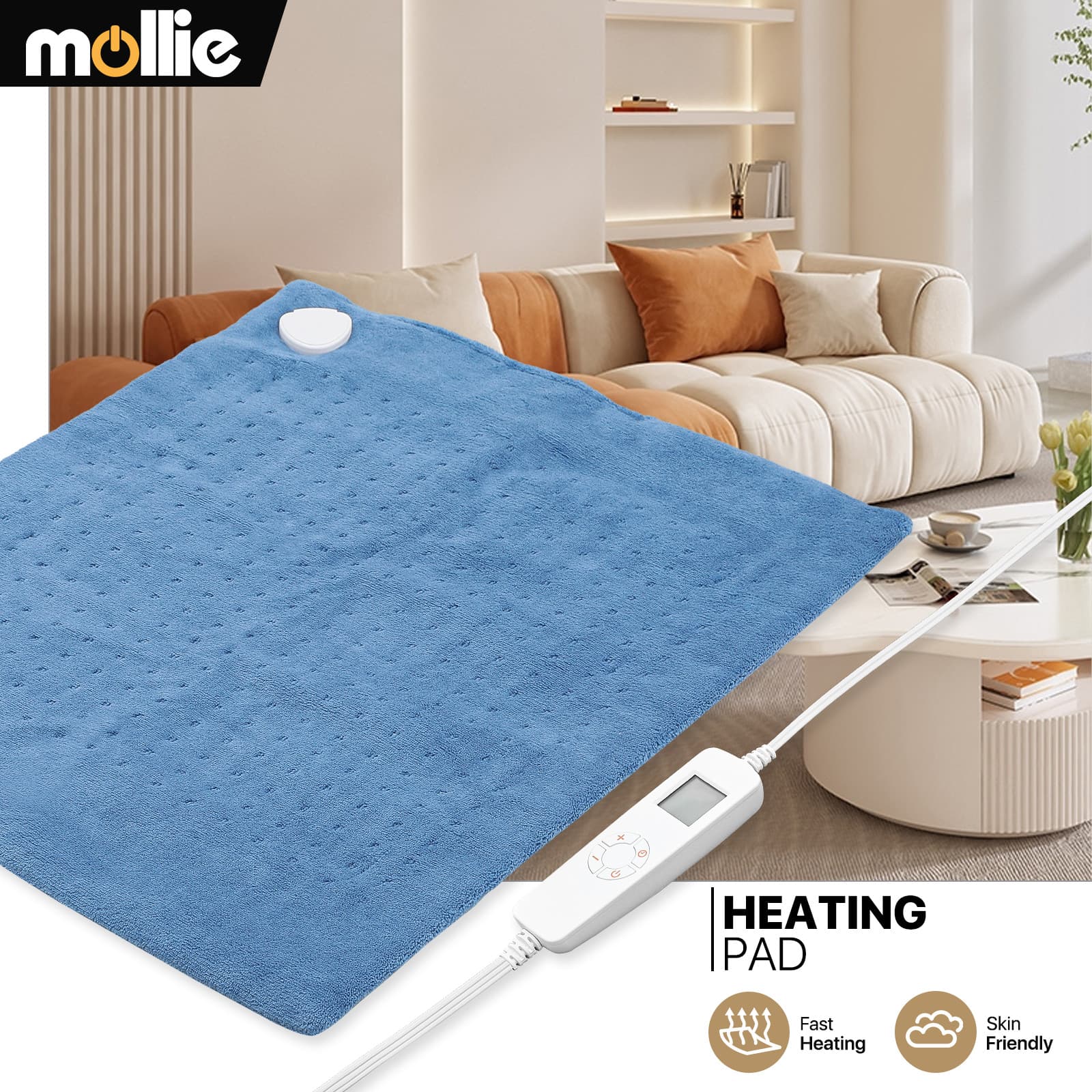 24"x20" Electric Heating Pad 6 Heat Levels Back Pain Muscle Cramps Relief Warmer