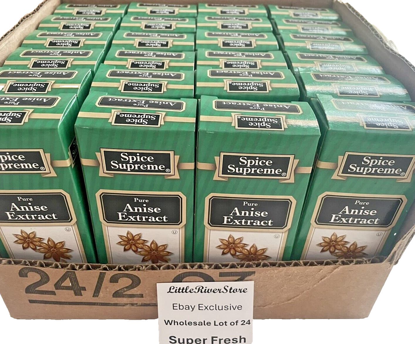 Lot of 24 Spice Supreme Pure Anise Flavor Extract 2 oz Super Fresh USA md 2027