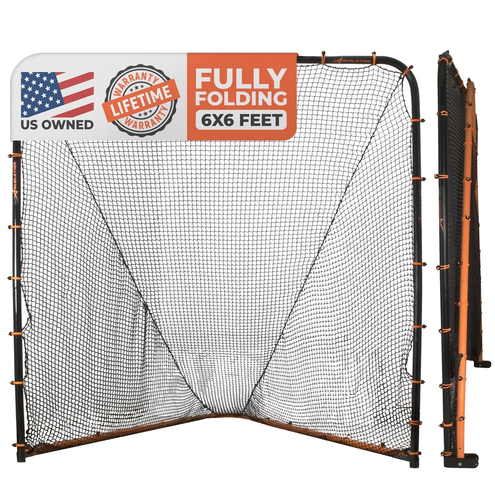 Lacrosse Goal Net Folding Lacrosse Net | Powder Coated Steel frame | UV Treat...