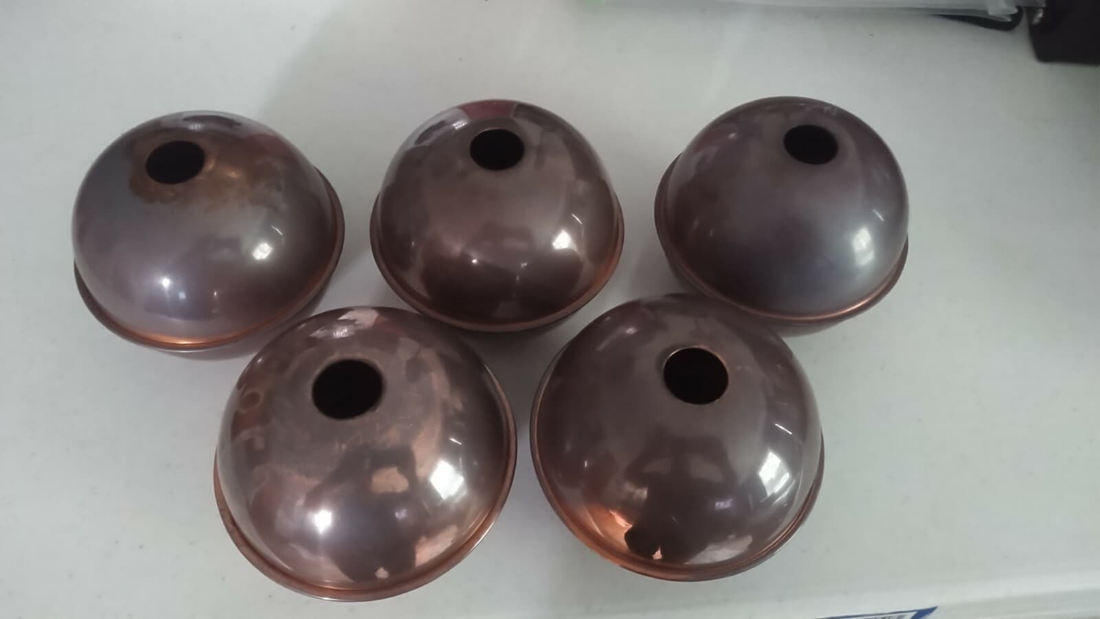 (4) WEATHERVANE COPPER BALLS 4'' SEMI-WEATHERED,HEAVY DUTY, fits 3/4'' rod NEW