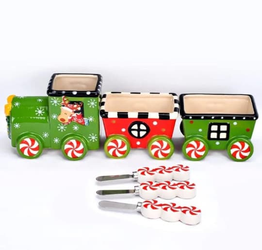 NEW! 6 Pc. Temp-tations Winter Whimsy Christmas Appetizer Train Set RETIRED