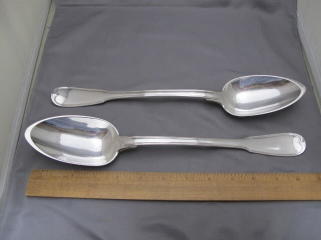 Pair NAPLOEONIC French THREAD Pattern PLATTER SPOONS-F-D NAUDIN 1797-1803