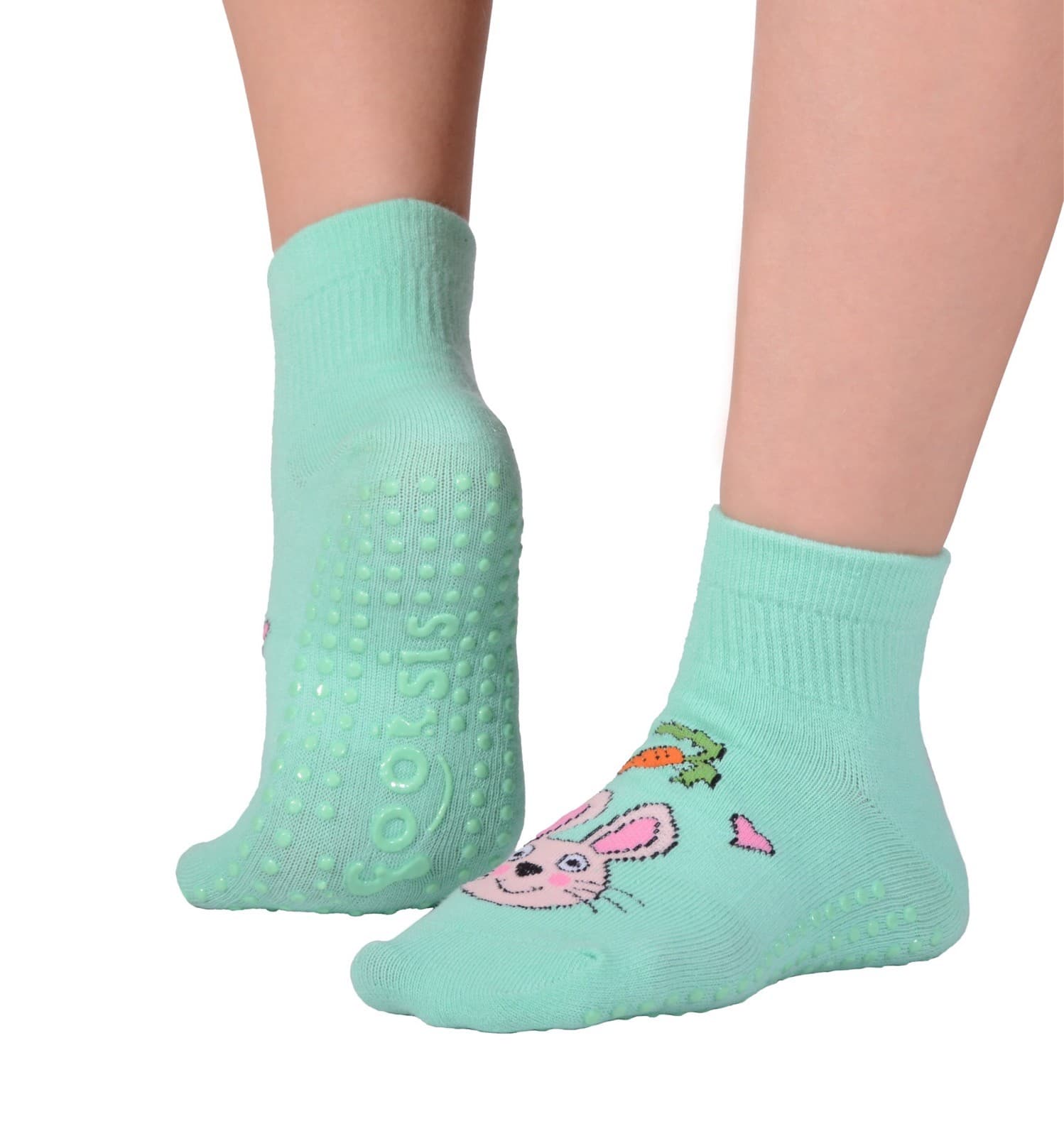Footsis Non Skid Grip Socks for Yoga, Pilates, Barre, Home - Style “Bunny"