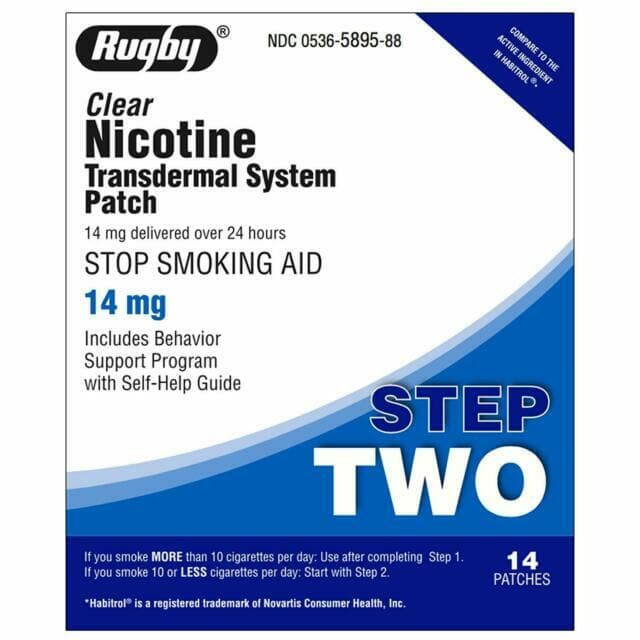 Rugby Clear Nicotine Transdermal System Patch Step Two - 14mg
