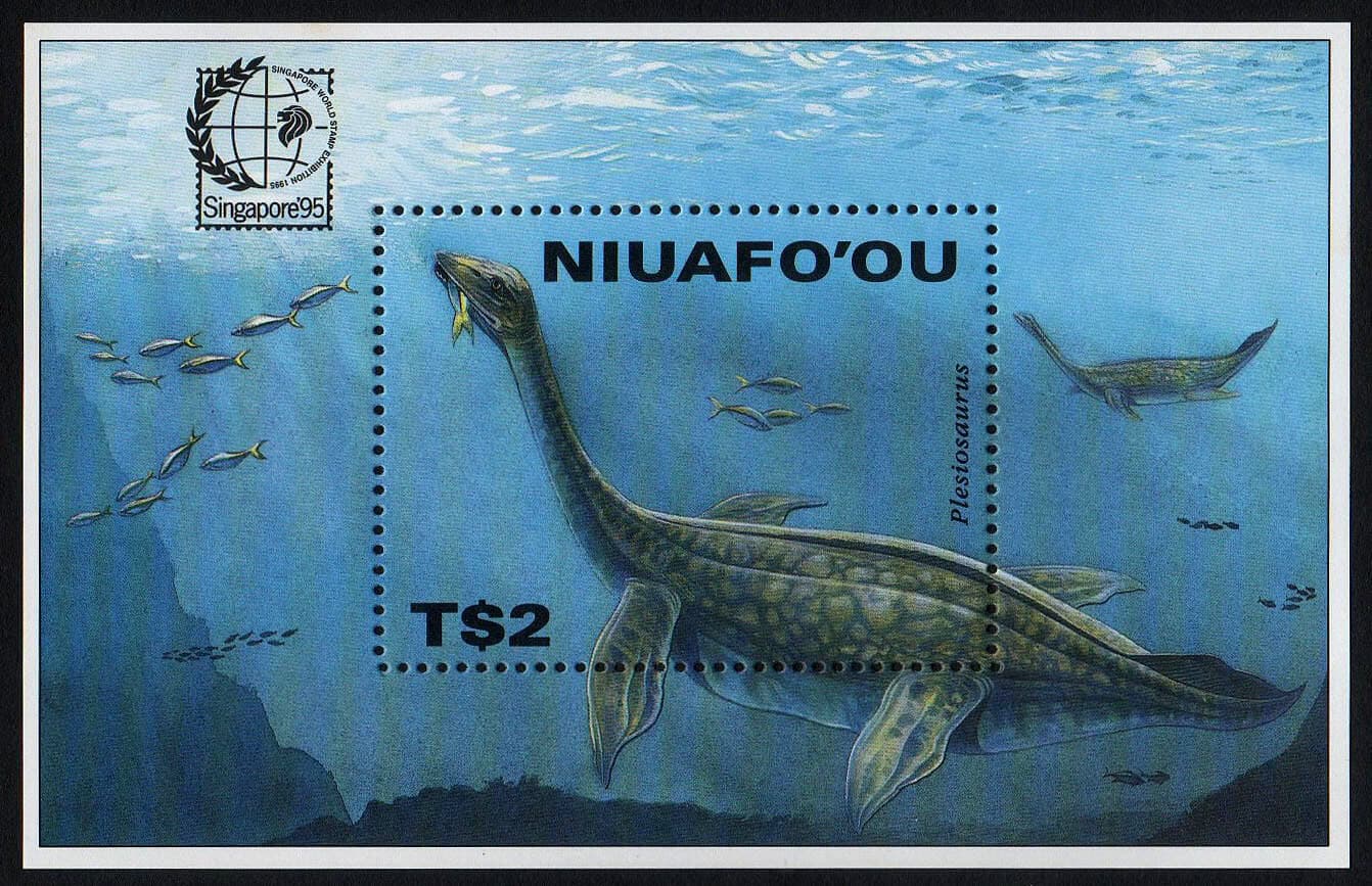 NIUAFO'OU, SCOTT # 182, MNH SOUVENIR SHEET - PLESIOSAURUS, PREHISTORIC ANIMALS