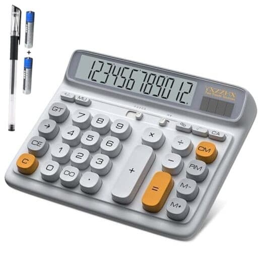 Desktop Calculator with Extra Large 5-Inch LCD Display, 12-Digit Two Way Grey