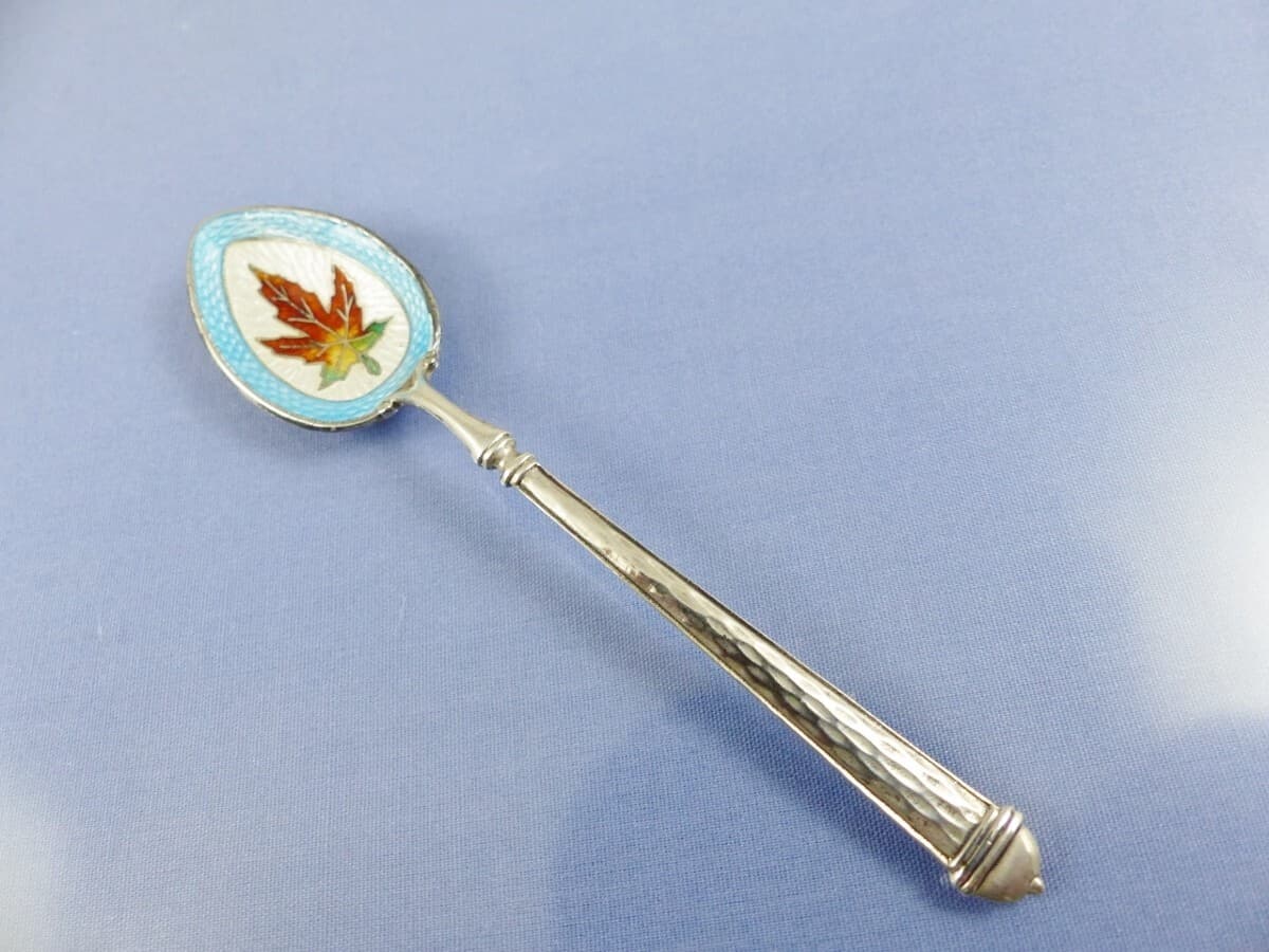 STERLING & ENAMEL SOUVENIR SPOON CALGARY BY BM CO