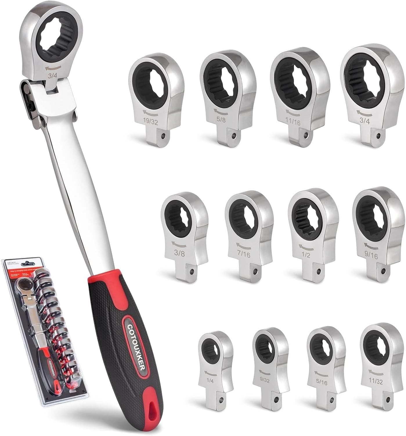 COTOUXKER Flex Head Ratcheting Wrench Set, 1/4 to 3/4 Inch Ratchet Wrench Set...