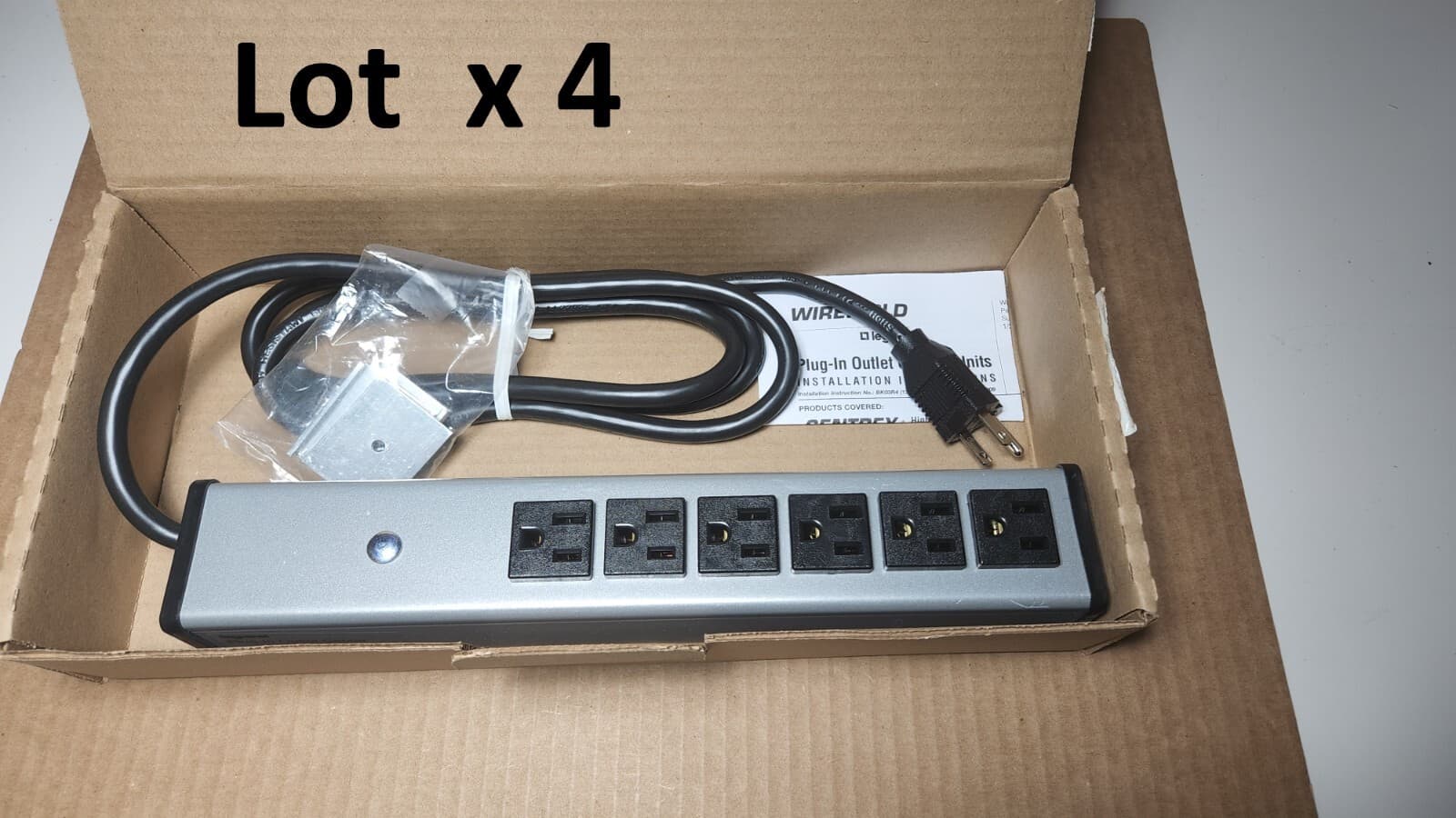 QTY x4 / NEW Legrand Wiremold UL206BC Plug-In (6) Outlet 120V 15A , 6' Cord