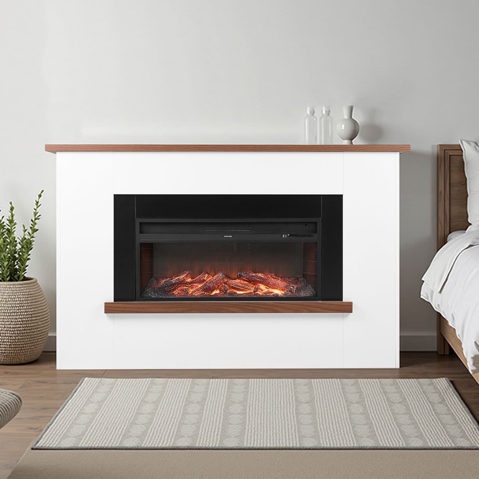 Electric Fireplace Mantel 65.5" Freestanding Heater 1500W with 3D Flame & Remote