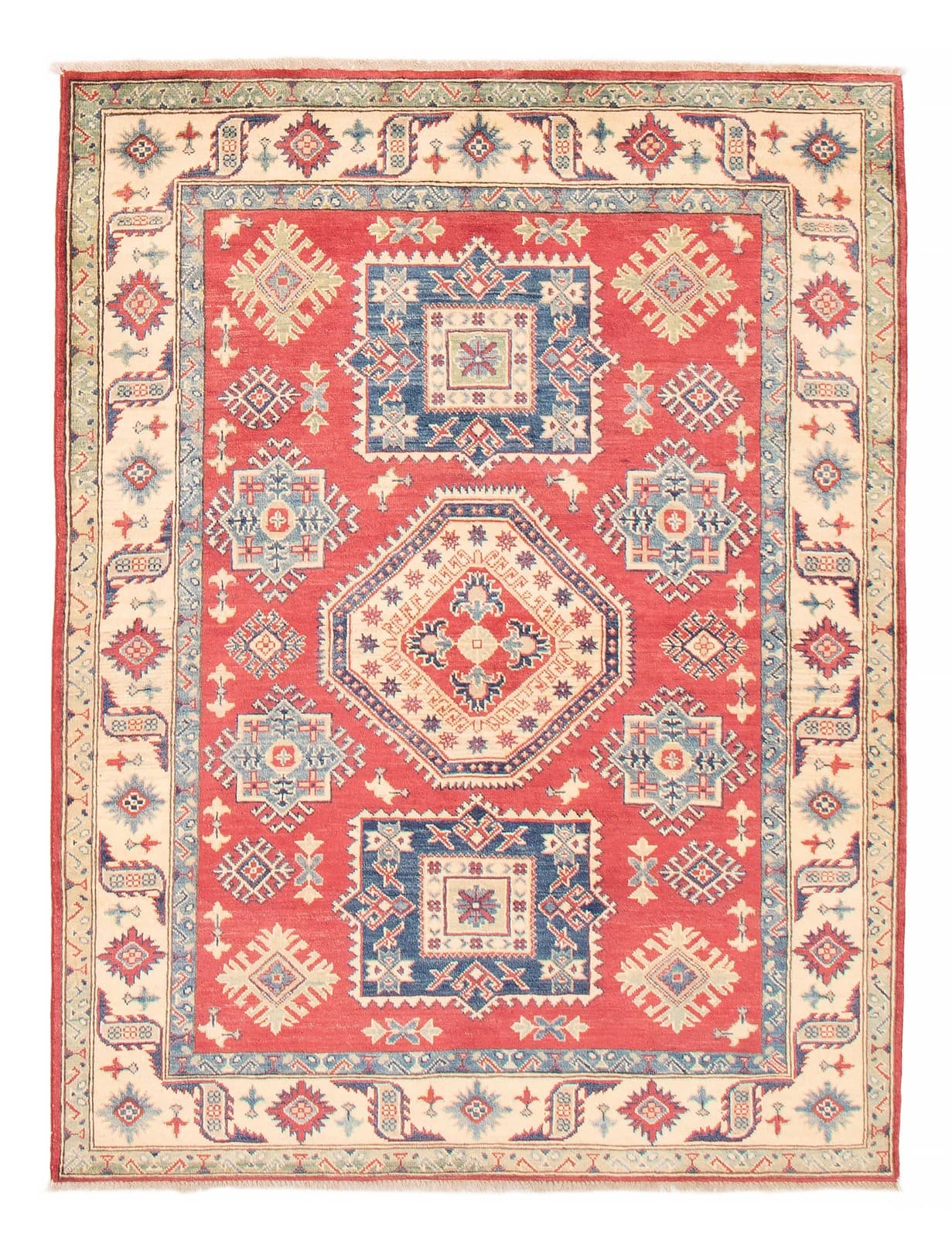 Traditional Red 5'0" x 6'7" Hand-knotted Oriental Carpet Wool Area Rug