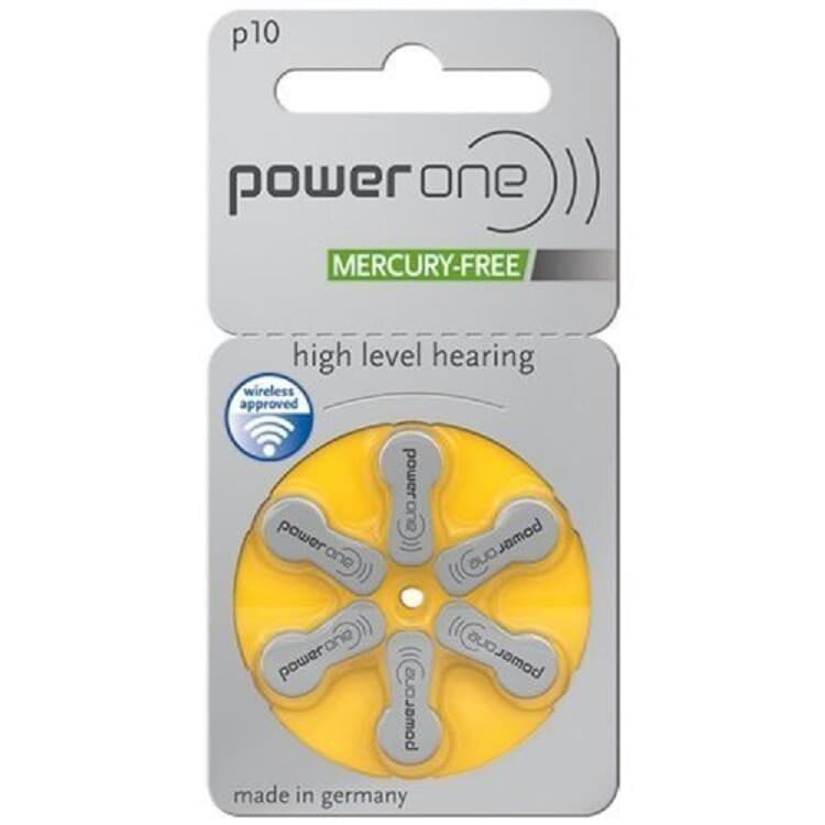 Power One Hearing Aid Batteries Yellow Size 10 Pack of 6 (60 Batteries) Exp 2028