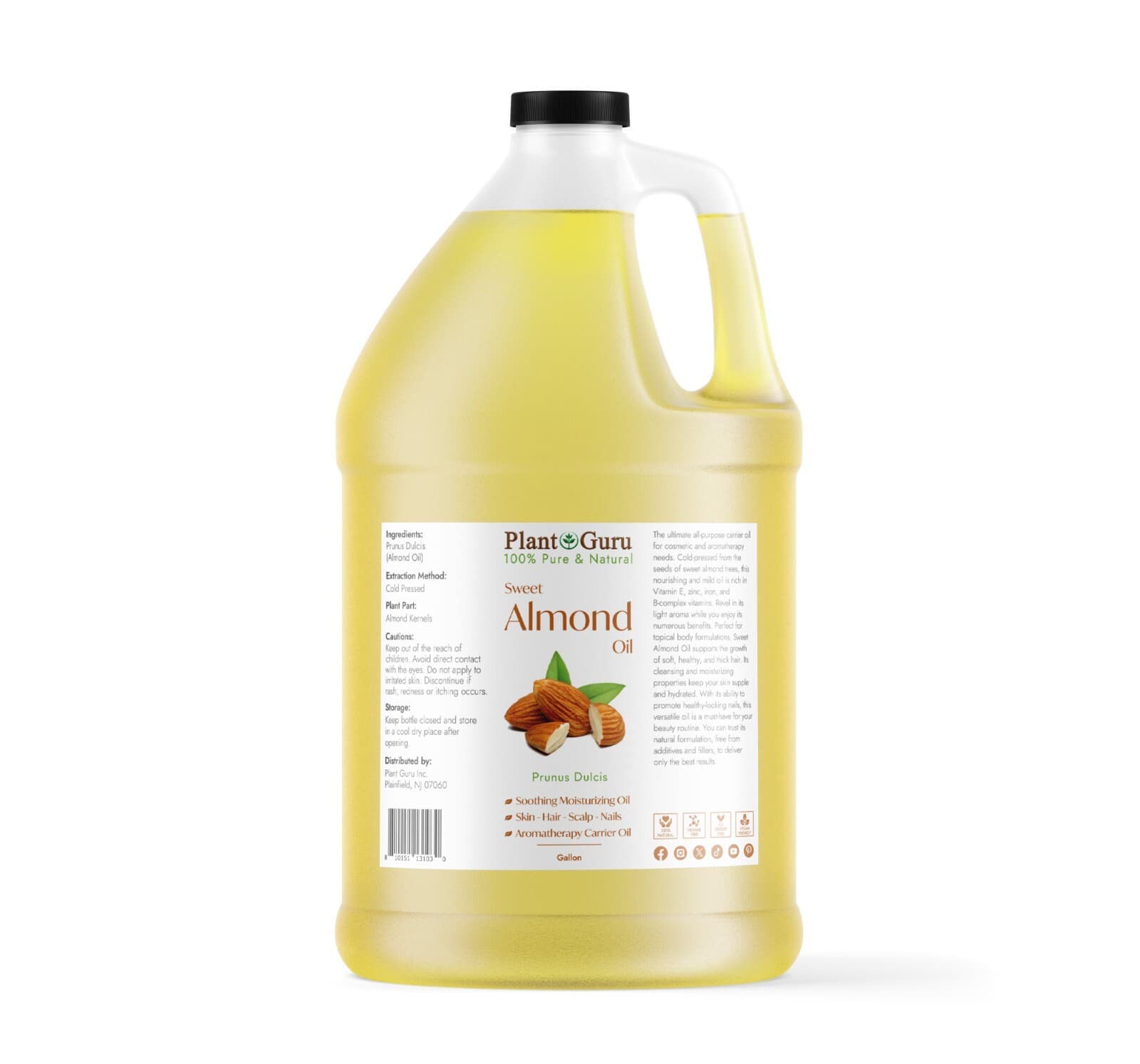 Sweet Almond Oil 100% Pure Natural Carrier For Skin, Face, Hair Growth & Massage