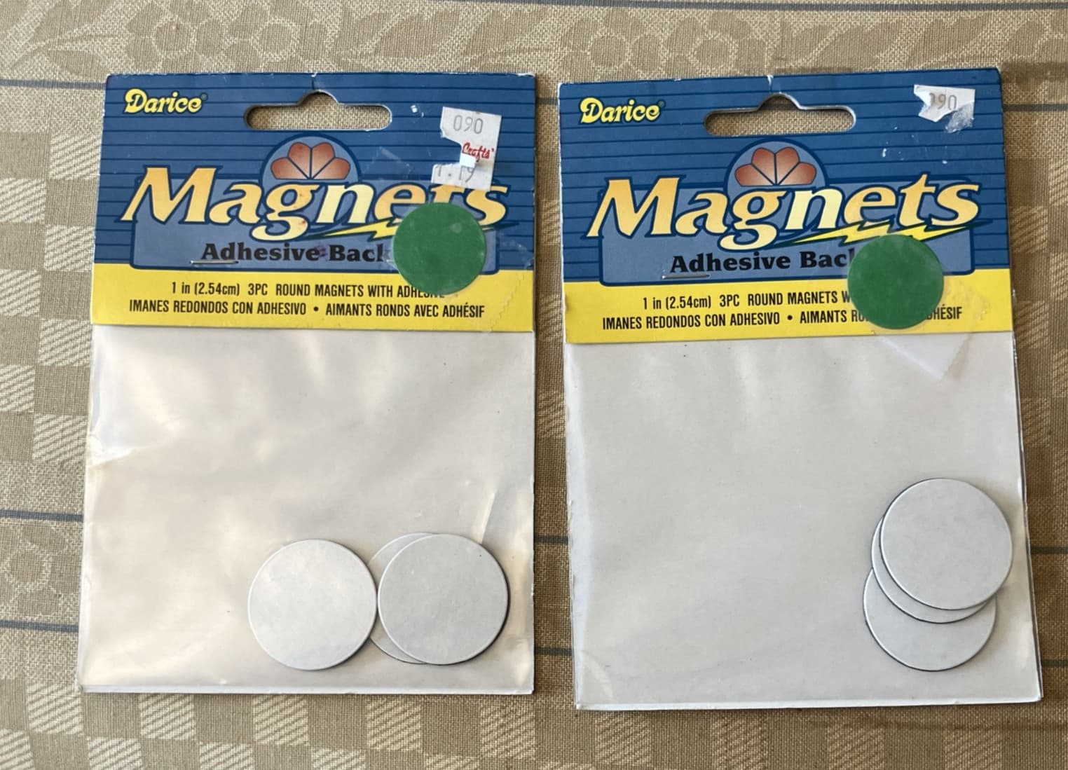 2 pkg Darice Magnets Adhesive Backed 3 Pieces Per Pack 1” Round