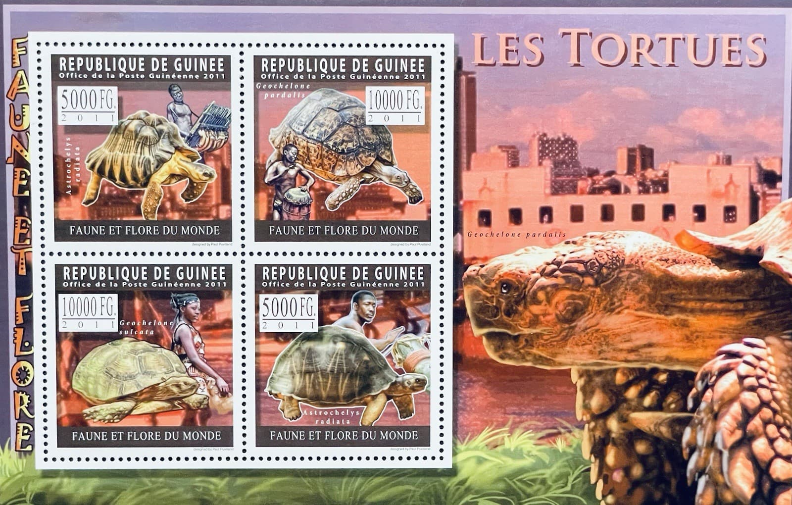 GUINEA TURTLES STAMPS SHEET MNH 2011 LEOPARD TORTOISE REPTILE WILD ANIMALS 1