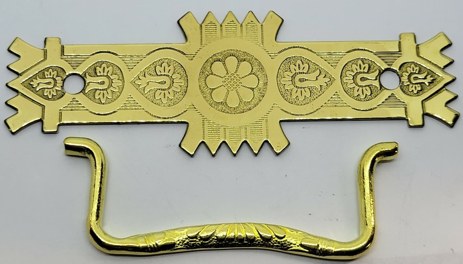 Large & Small Eastlake Victorian Style Stamped Brass Drawer Pull antique handle