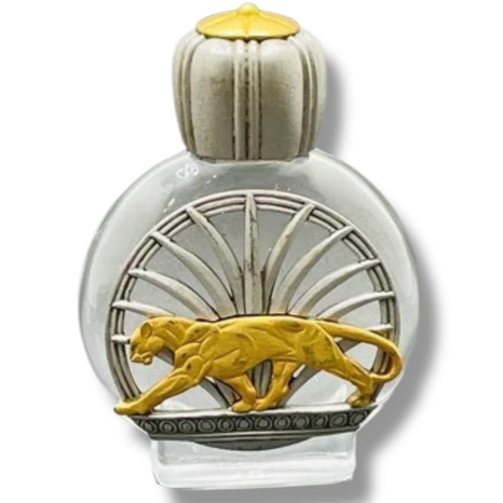 Vintage J.J. Jonette Pewter Perfume Bottle with Gold Tone Panther HTF