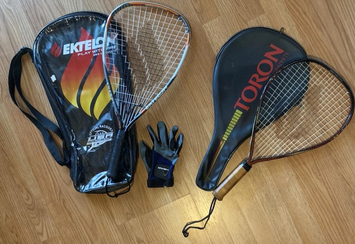Ektelon RacquetBall Racquets Graphite 900 X small & Energy F3 Stability Pair