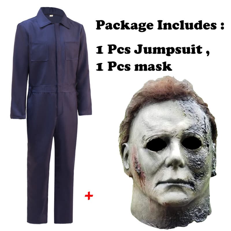 Michael Myers Halloween Scary Horror Movie Cosplay Costume + Mask - 2 Pcs Set