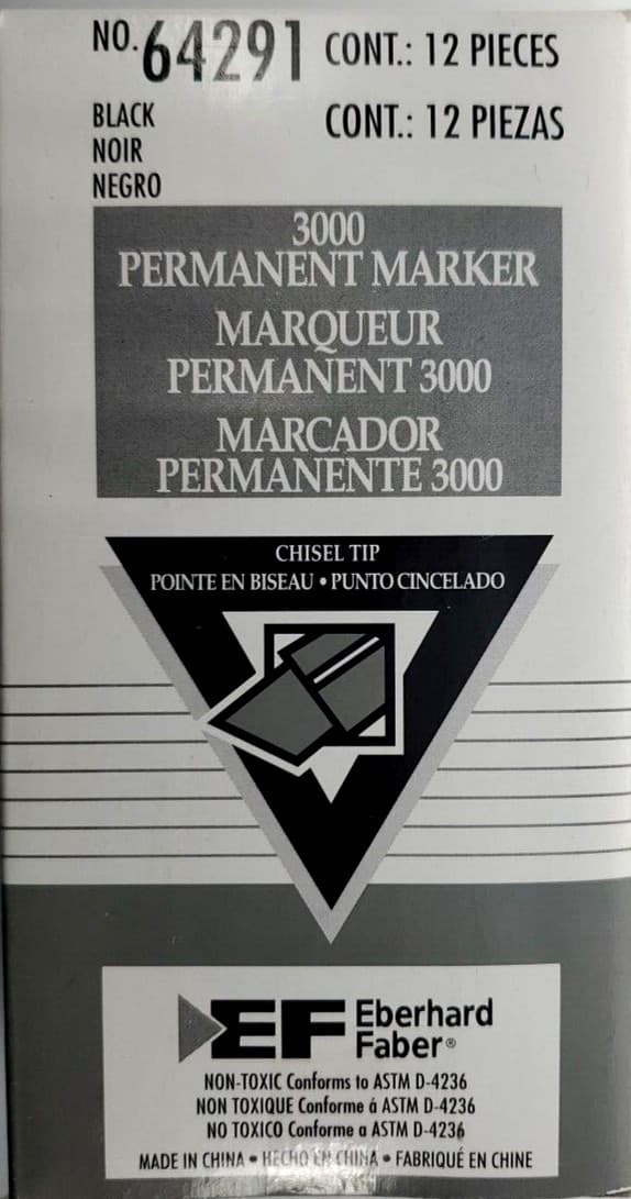 Black Permanent Markers Chisel Tip 12ct Eberhard Faber 3000