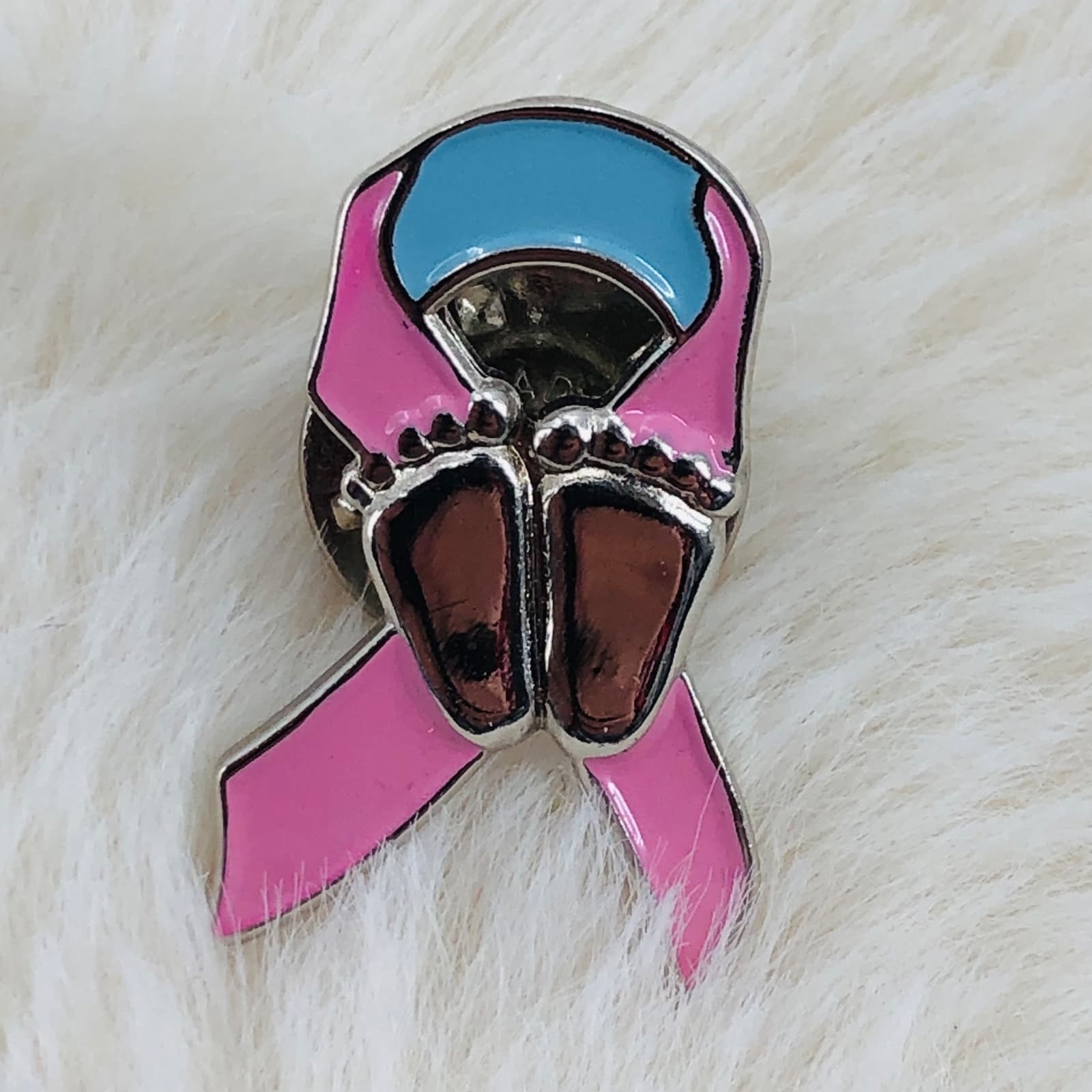 2003 Precious Feet Pro Life Baby Feet Pink Blue Awareness Ribbon Lapel Pin