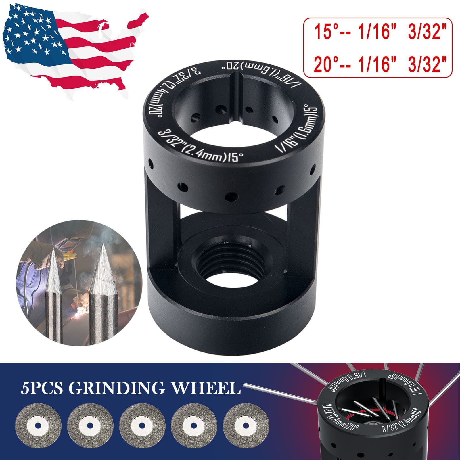 Tungsten Electrode Sharpener / Grinder TIG Welding Multi-Angle Offsets Tool